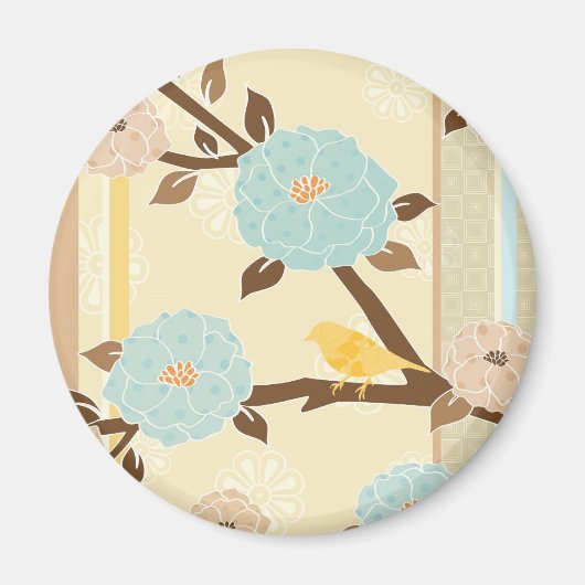 Blume Bird Design Magnet (Vorne)