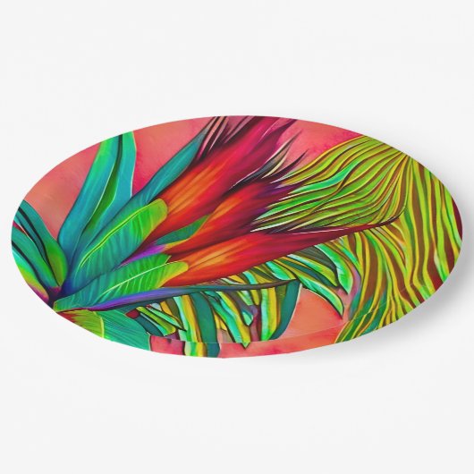 Blume Bird of Paradise Pappteller (Schrägansicht)