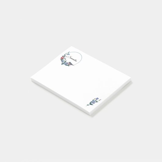 Blume Bird Personalisiert Post-it Klebezettel (angewinkelt)