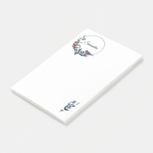 Blume Bird Personalisiert Post-it Klebezettel (angewinkelt)