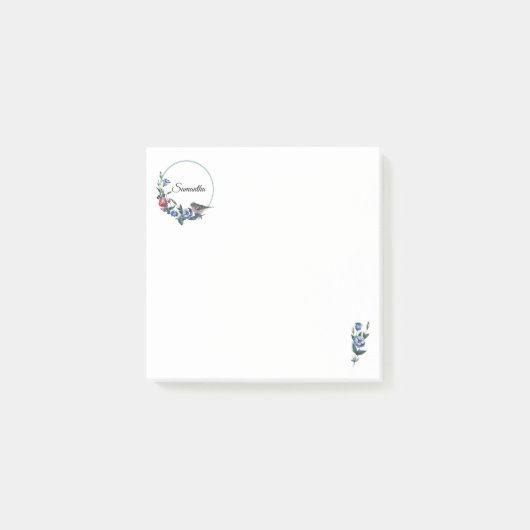 Blume Bird Personalisiert Post-it Klebezettel (Vorderseite)