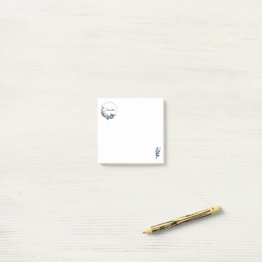 Blume Bird Personalisiert Post-it Klebezettel (Auf Schreibtisch)