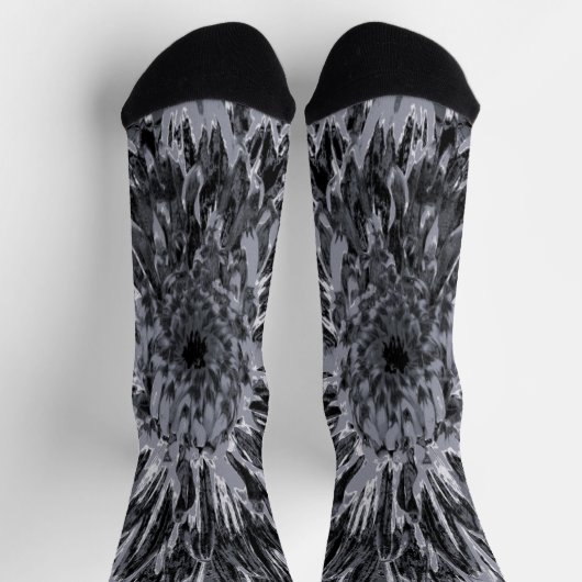 Blume Black and Gray Dahlia Socken (Oben)