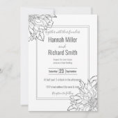 Blume Black and White Dahlia Einladung (Vorderseite)