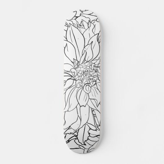 Blume Black and White Dahlia Skateboard (Vorderseite)