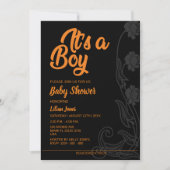 Blume Black Background Babydusche Einladung (Vorderseite)