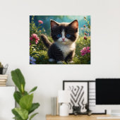 *~* Blume Black Kitty Cat 5:4 Feline Kitten Poster (Heimbüro)
