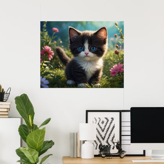*~* Blume Black Kitty Cat 5:4 Feline Kitten Poster (Heimbüro)