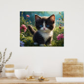 *~* Blume Black Kitty Cat 5:4 Feline Kitten Poster (Küche)