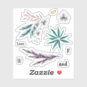 Blume, Blätter, Blumen, Blätter, Lippen, Aufkleber (Blatt)