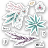 Blume, Blätter, Blumen, Blätter, Lippen, Aufkleber (Vorderseite)