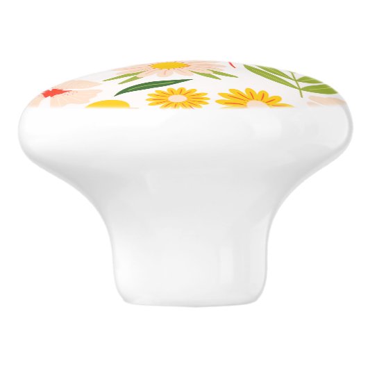 Blume & Blätter Gartenmuster Keramikknauf (Seitenansicht)