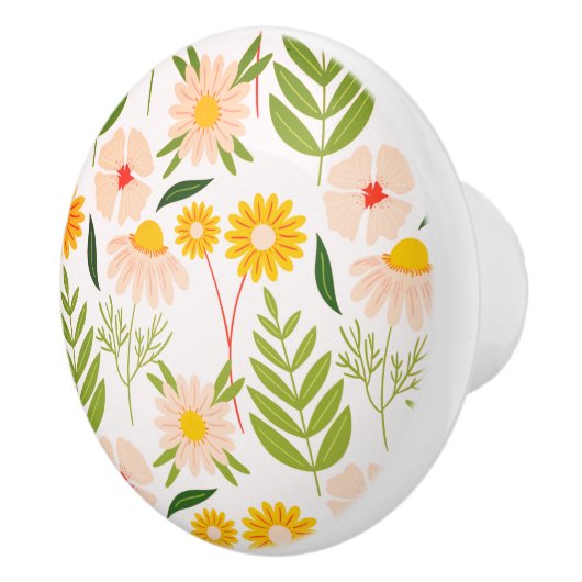 Blume & Blätter Gartenmuster Keramikknauf (Rechts)