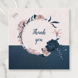 Blume & Blätter in Rosa und Marinebasis bevorzugen Geschenkanhänger