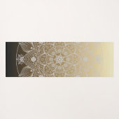Blume, Blätter, Mandala aus weißer Leder auf Gold Yogamatte (Rückseite (Horizontal))