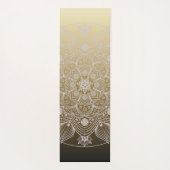 Blume, Blätter, Mandala aus weißer Leder auf Gold Yogamatte (Rückseite)