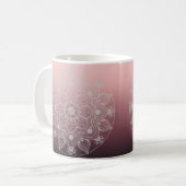 Blume, Blätter, Mandala, Weiße Spitzen, rosa Kaffeetasse (Vorderseite Links)