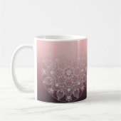 Blume, Blätter, Mandala, Weiße Spitzen, rosa Kaffeetasse (Links)