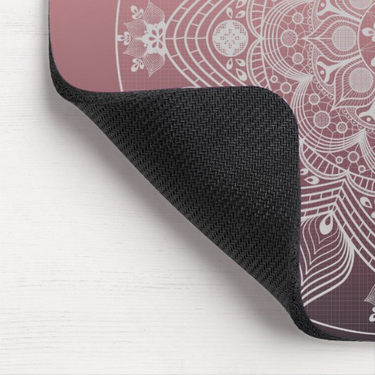Blume, Blätter, Mandala, Weiße Spitzen, rosa Mousepad (Ecke)