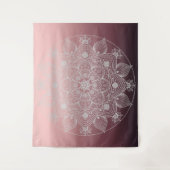 Blume, Blätter, Mandala, Weiße Spitzen, rosa Wandteppich (Vorderseite)