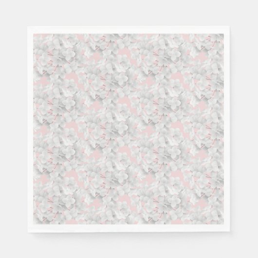 Blume-Blätter mit weißem Hydrangea auf rosa Serviette (Vorderseite)