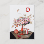 BLUME, BLÄTTER MONOGRAM Pink Black Visitenkarte (Rückseite)