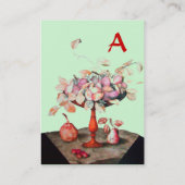 BLUME, BLÄTTER MONOGRAM Pink Green Visitenkarte (Rückseite)