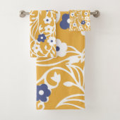 Blume, Blätter, Reben, abstrakt, ocker, weiß Badhandtuch Set (Insitu)