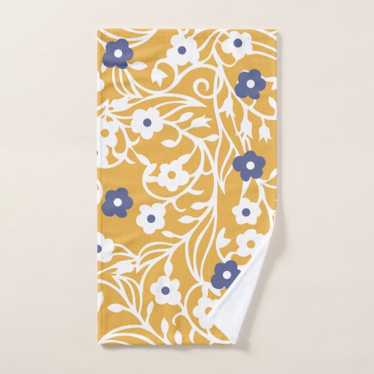 Blume, Blätter, Reben, abstrakt, ocker, weiß Badhandtuch Set (Handtuch)