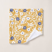 Blume, Blätter, Reben, abstrakt, ocker, weiß Badhandtuch Set (Waschlappen)