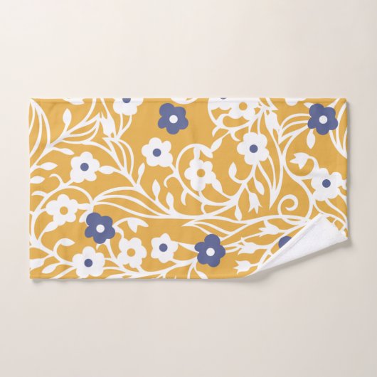 Blume, Blätter, Reben, abstrakt, ocker, weiß Badhandtuch Set (Handtuch)