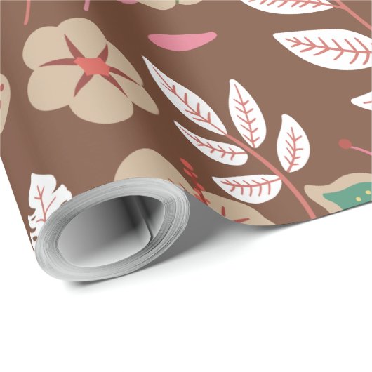 Blume, Blätter, Schmetterlinge, nahtlos, ohne Blum Geschenkpapier (Rolleneckpunkt)