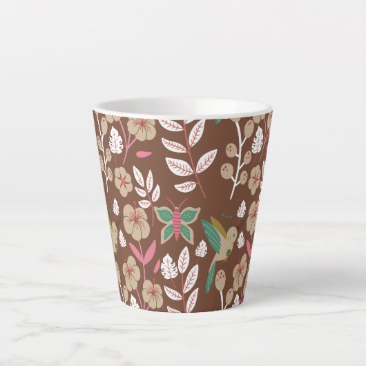 Blume, Blätter, Schmetterlinge, nahtlos, ohne Blum Milchtasse (Vorderseite)