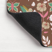 Blume, Blätter, Schmetterlinge, nahtlos, ohne Blum Mousepad (Ecke)