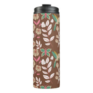 Blume, Blätter, Schmetterlinge, nahtlos, ohne Blum Thermosbecher