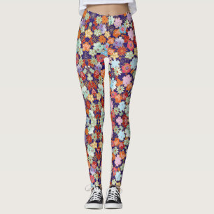 Blume, Blätter und Gestaltung Leggings