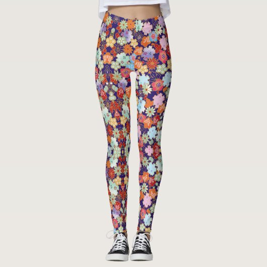 Blume, Blätter und Gestaltung Leggings (Vorderseite)