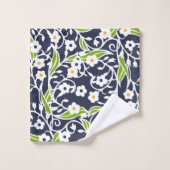 Blume, Blätter, Weinreben, blau, weiß, grün Badhandtuch Set (Waschlappen)