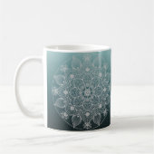 Blume, Blätter, Weiße Spitzen Flora Mandala auf Aq Kaffeetasse (Links)