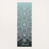Blume, Blätter, Weiße Spitzen Flora Mandala auf Aq Yogamatte (Rückseite)