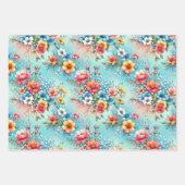 Blume Blau 3 Geschenkpapier Set (Vorderseite 2)