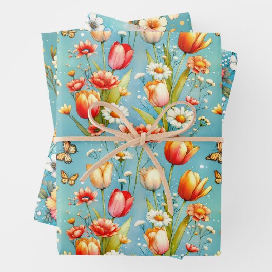 Blume Blau 3 Geschenkpapier Set (Beispiel)