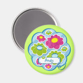 Blume blau - Magnet (Vorderseite/Rückseite)