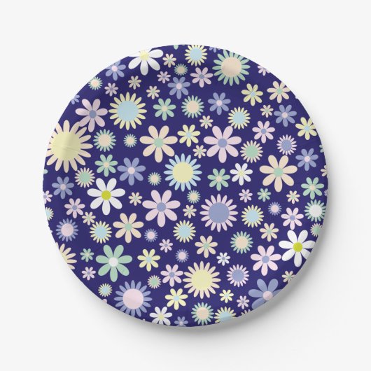 Blume blau pappteller (Vorderseite)