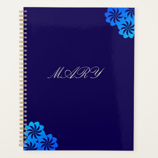 Blume Blau Personalisiert Planer (Vorderseite)