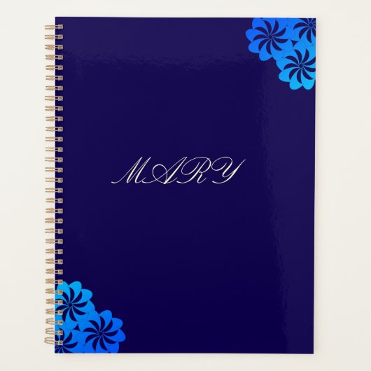 Blume Blau Personalisiert Planer (Vorderseite)