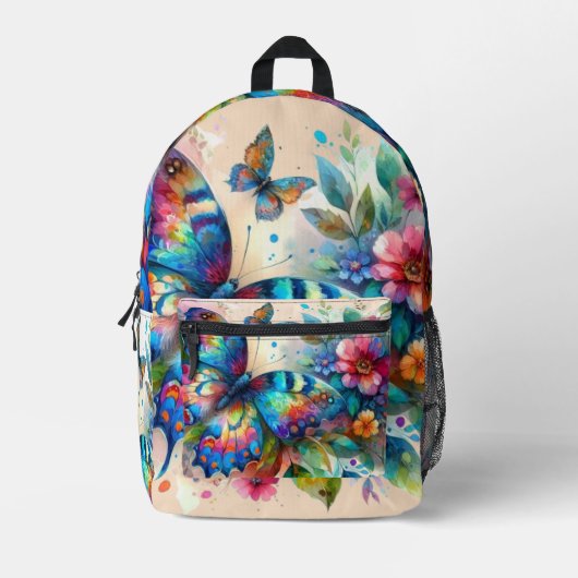 Blume Blau Rosa Bläserblume Bedruckter Rucksack (Vorderseite)