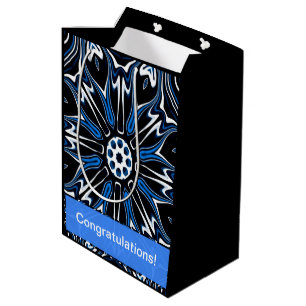 Blume Blau, Schwarz und Weiß Estlands Art Mittlere Geschenktüte