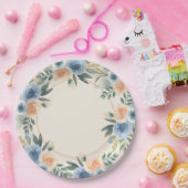 Blume Blau und Pfirsichfarben Pappteller (Party)