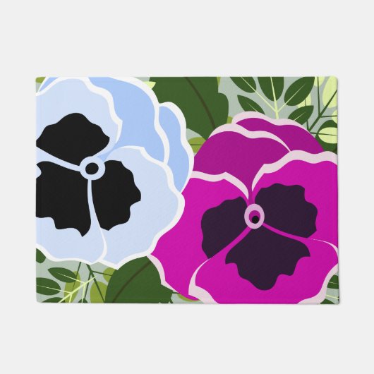 Blume Blau und Rosa Fußmatte (Vorderseite)